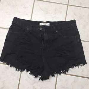 Abercrombie & Fitch black denim ripped shorts